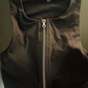 Offline By Aerie Sport Bra Top Zip Front black Size XS Active Stretch Yoga